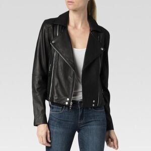 Paige Denim - Leather Moto Jacket in Army Green